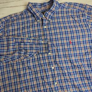 Ralph Lauren Shirt Mens 3XB Blue Multi Plaid Button Down Long Sleeve Pony *Read